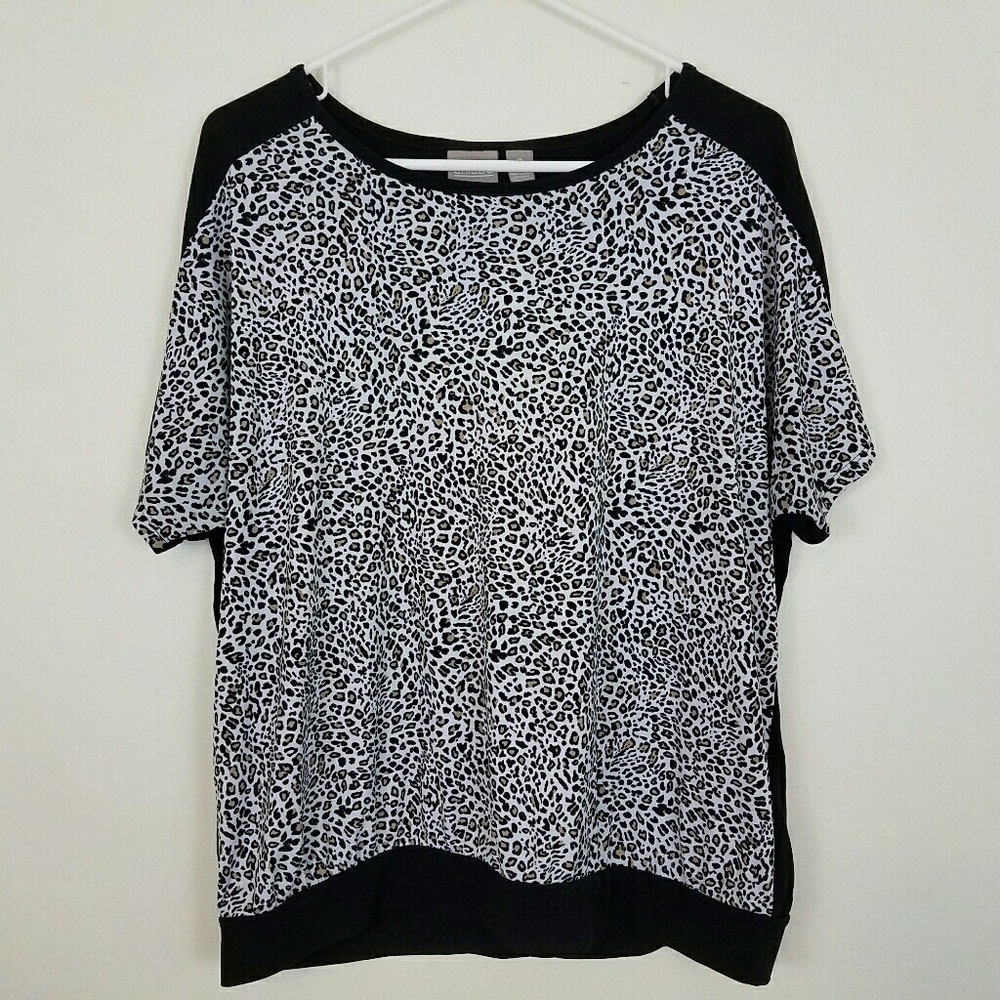 Chico's Leopard print short sleeve top Size